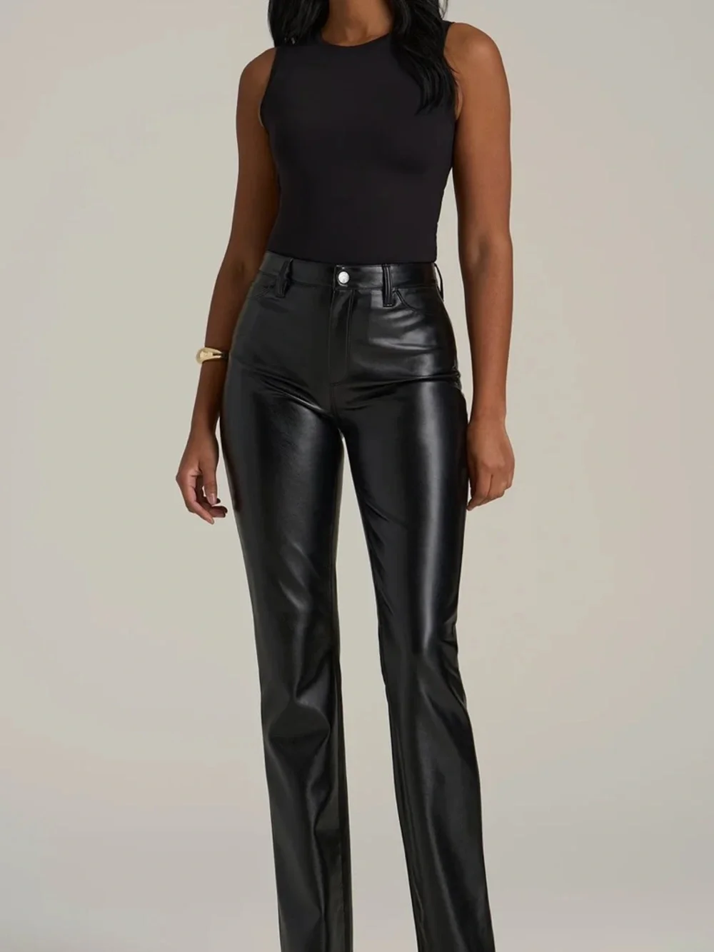 American Tall Sleeveless Crewneck Black Bodysuit - Picture 4 of 9